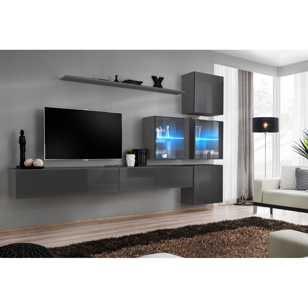 Regal  Switch XIX 280x40x180 cm+LED siva