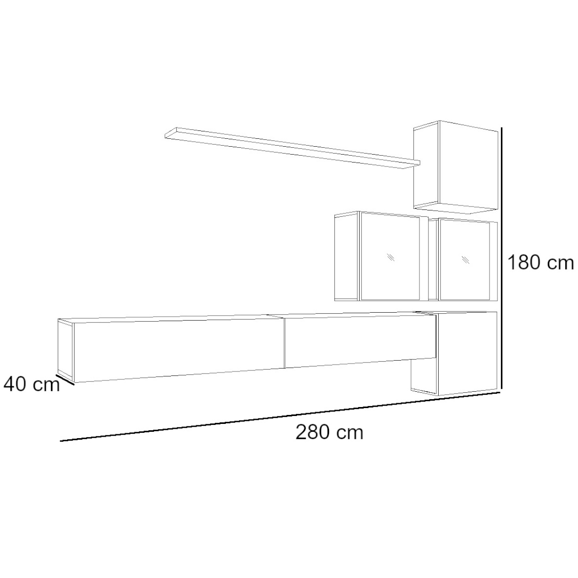 Regal  Switch XIX 280x40x180 cm+LED crna