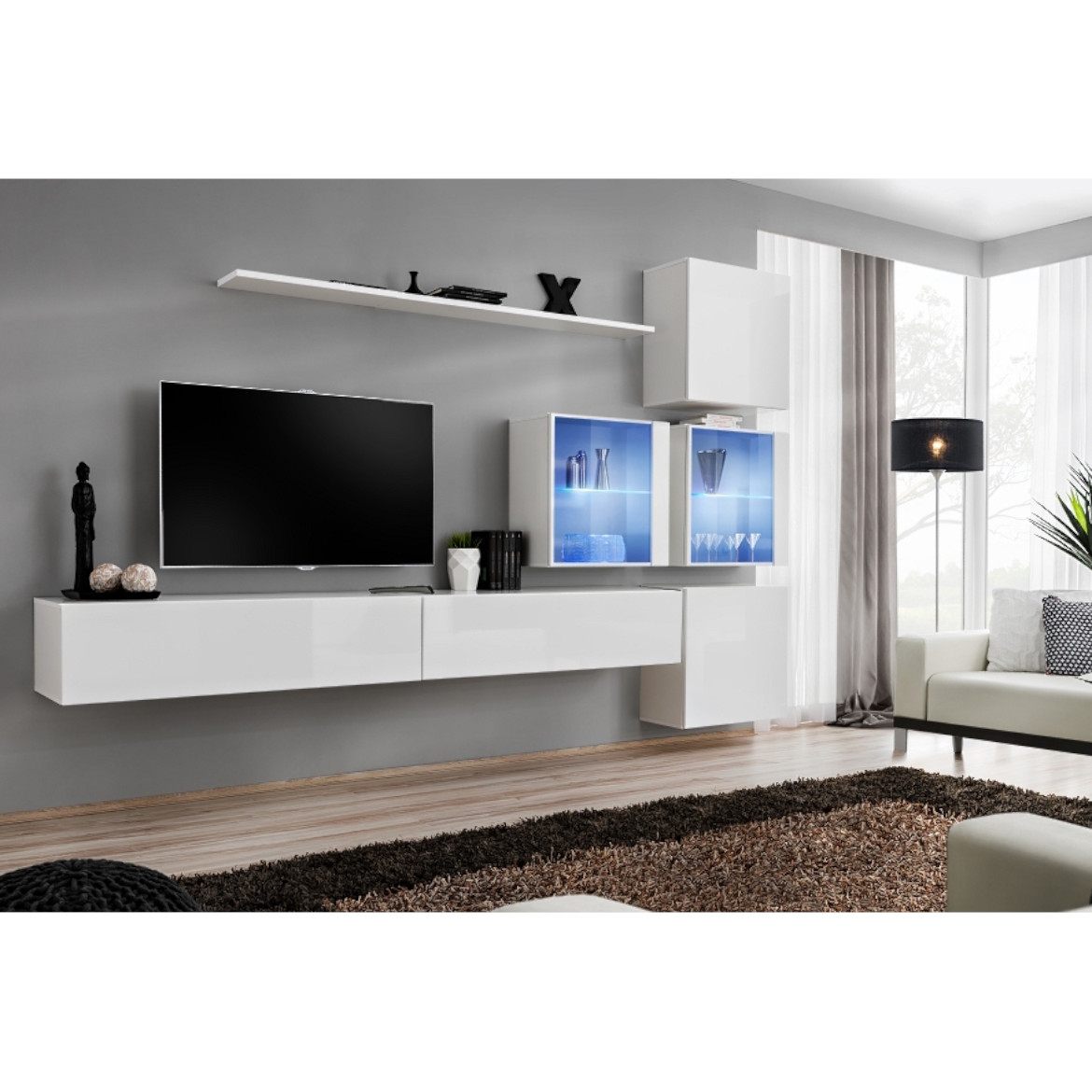 Regal  Switch XIX 280x40x180 cm+LED bela