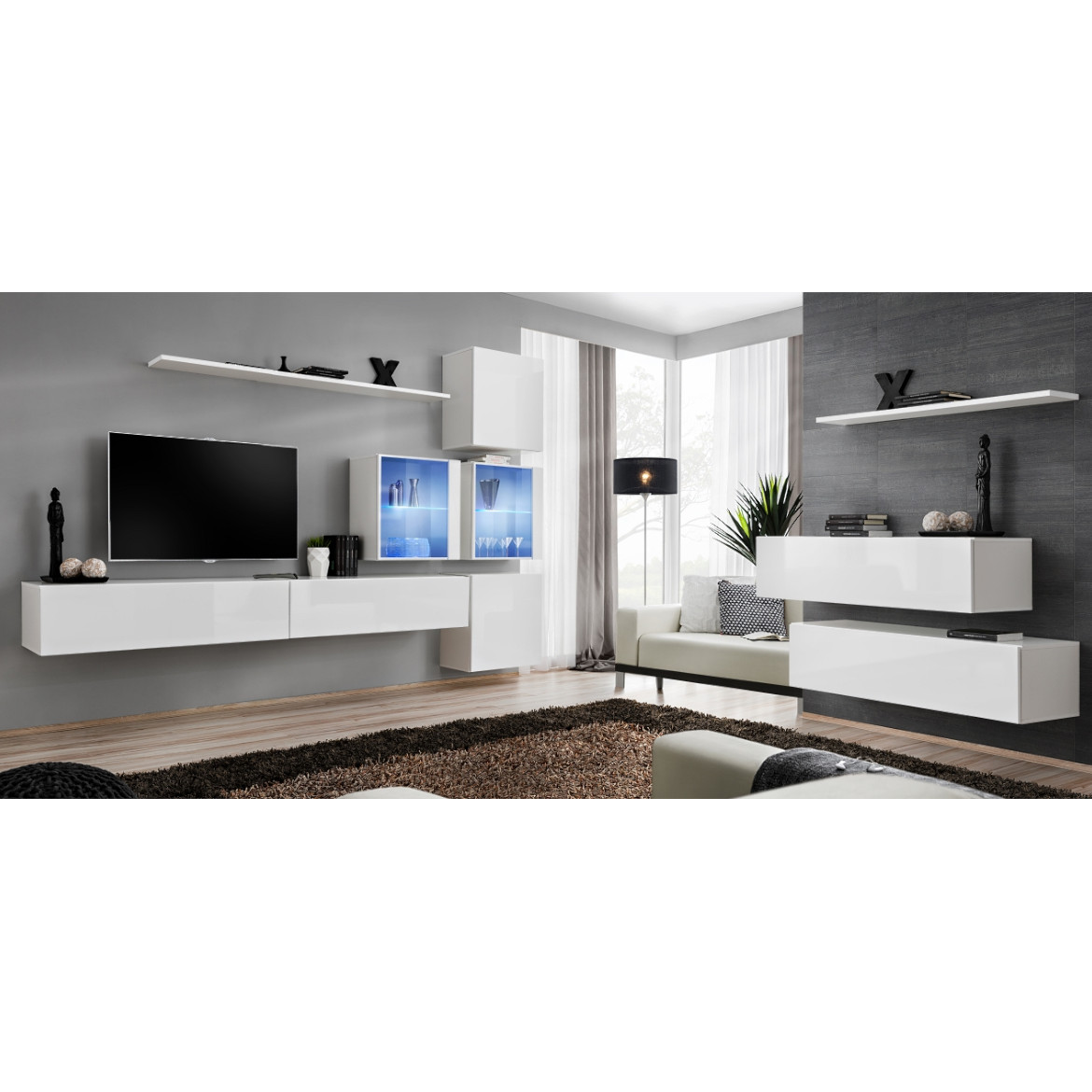 Regal  Switch XIX 280x40x180 cm+LED bela