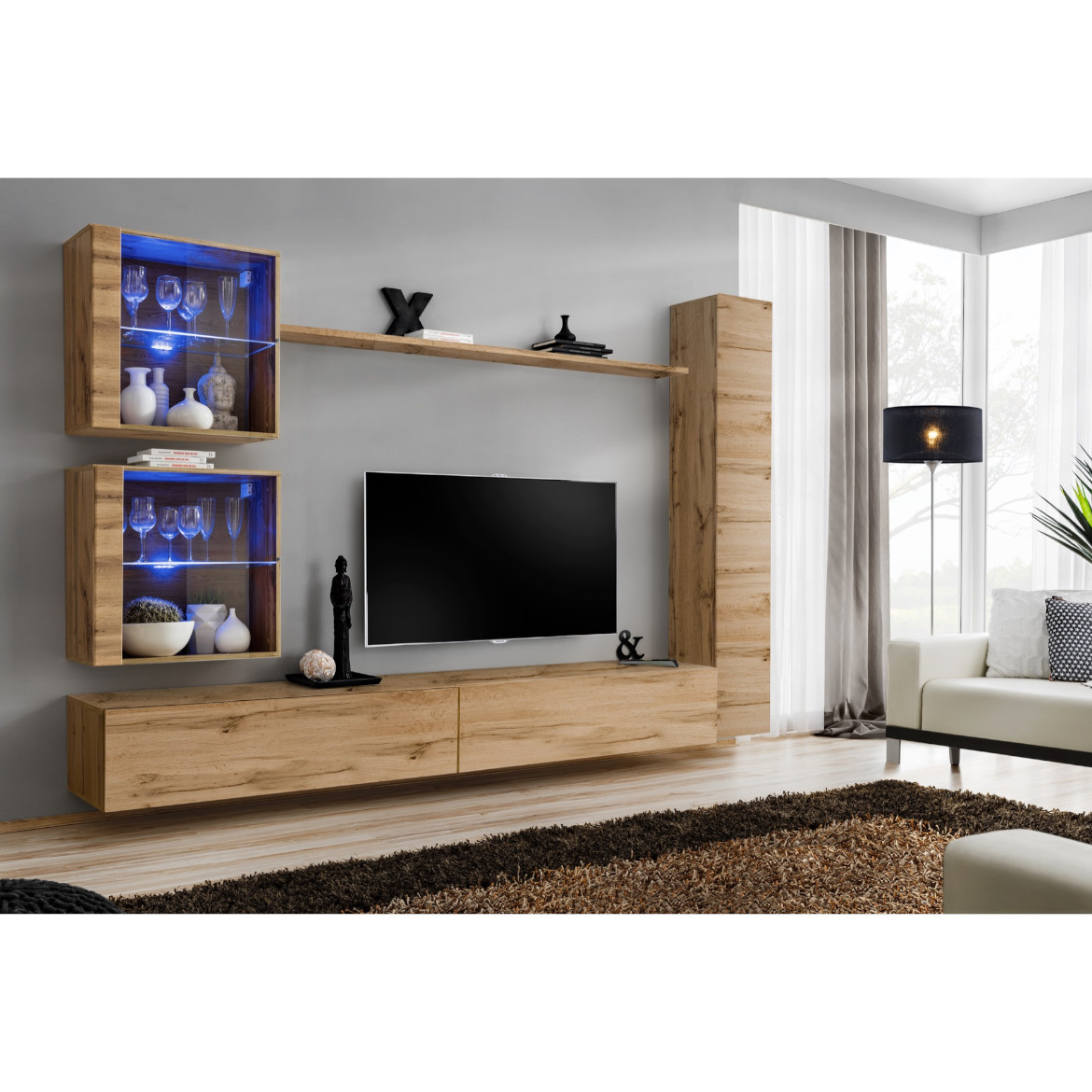 Regal  Switch XVIII 280x40x180 cm+LED natur