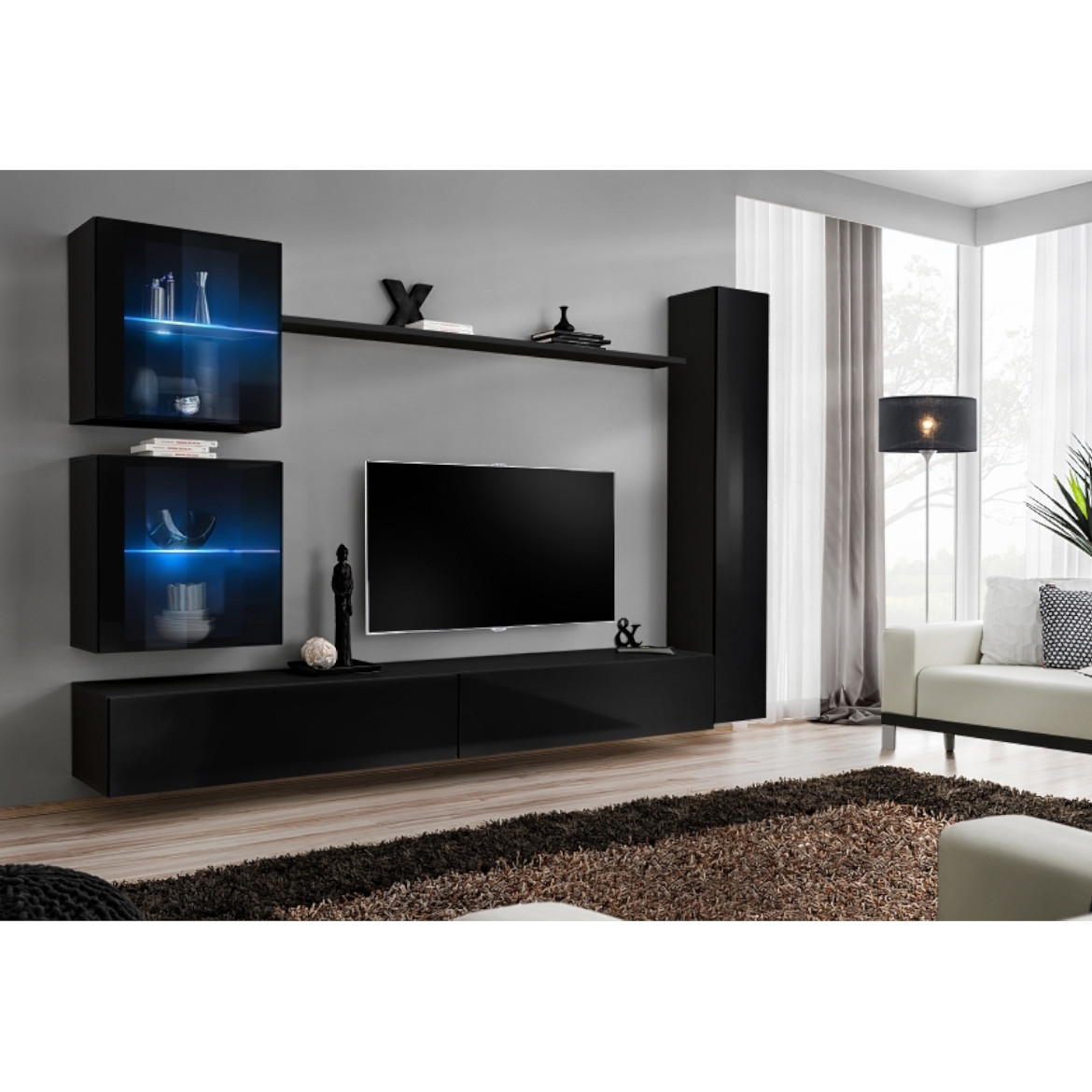 Regal  Switch XVIII 280x40x180 cm+LED crna
