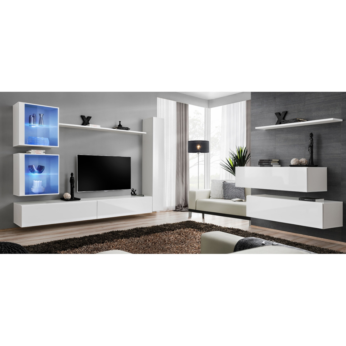 Regal  Switch XVIII 280x40x180 cm+LED bela