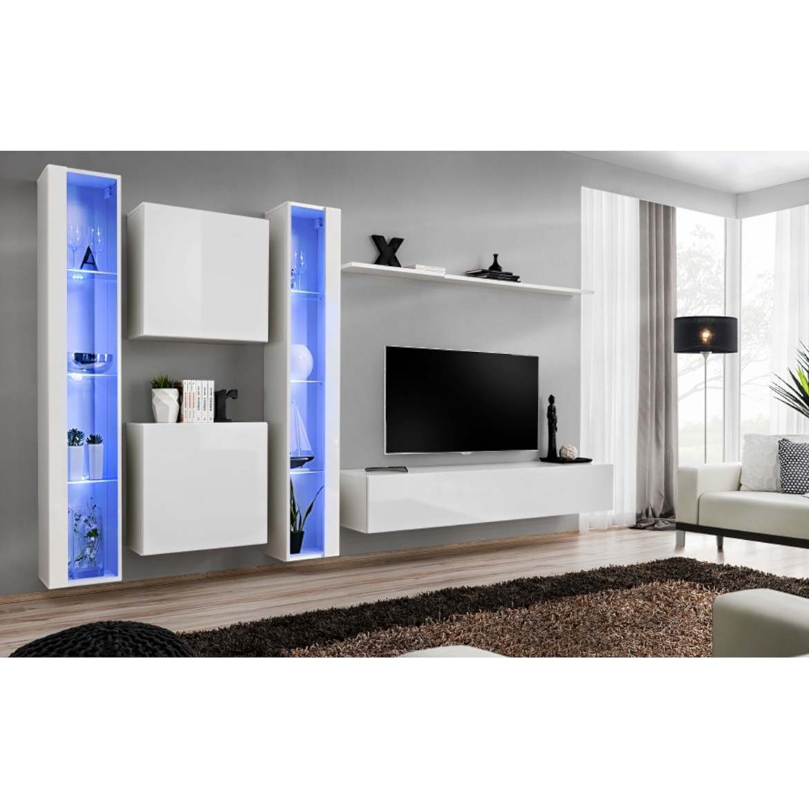 Regal  Switch XVI 330x40x180 cm+LED bela