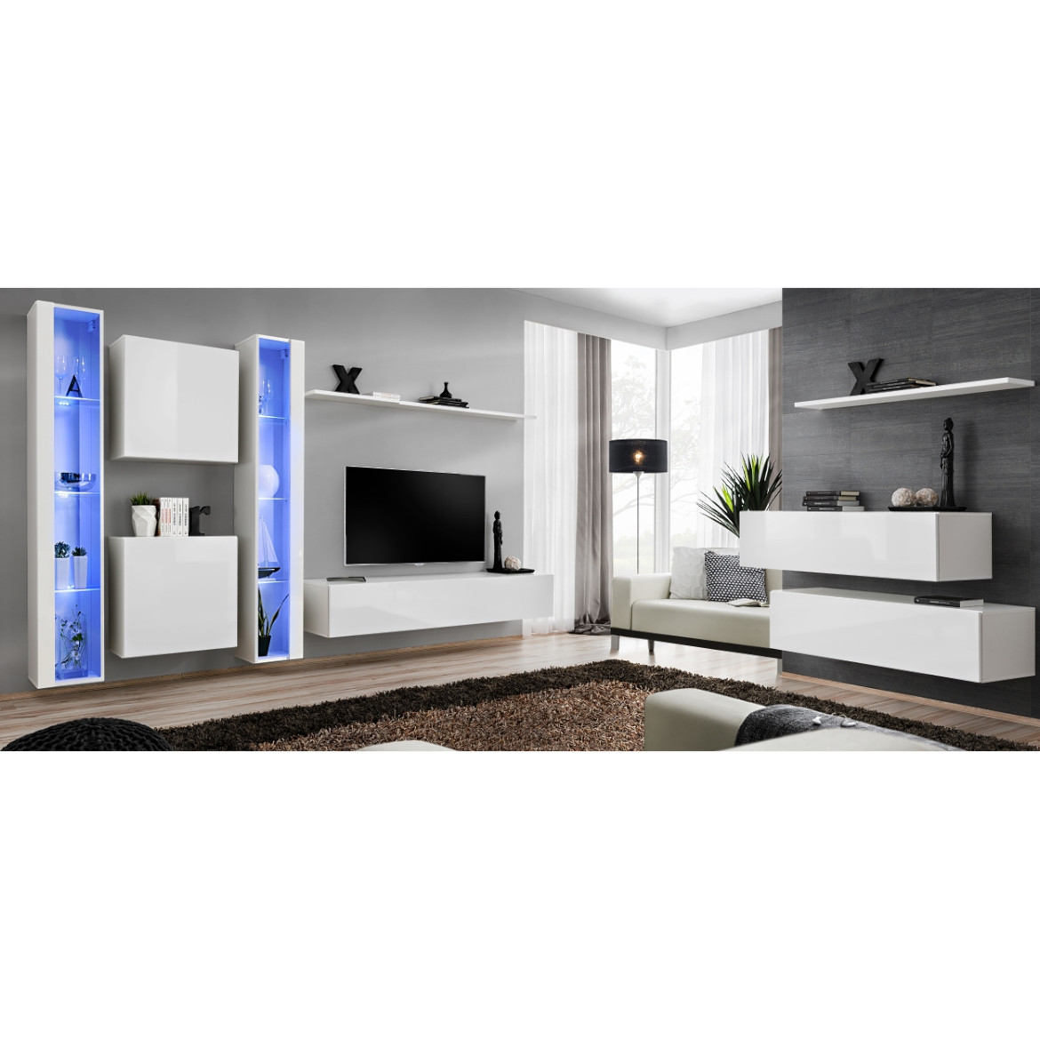 Regal  Switch XVI 330x40x180 cm+LED bela