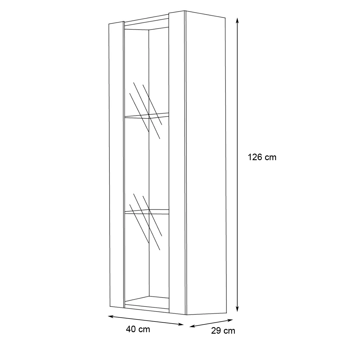 Vitrina Fly 1 vrata 40x29x126 bela