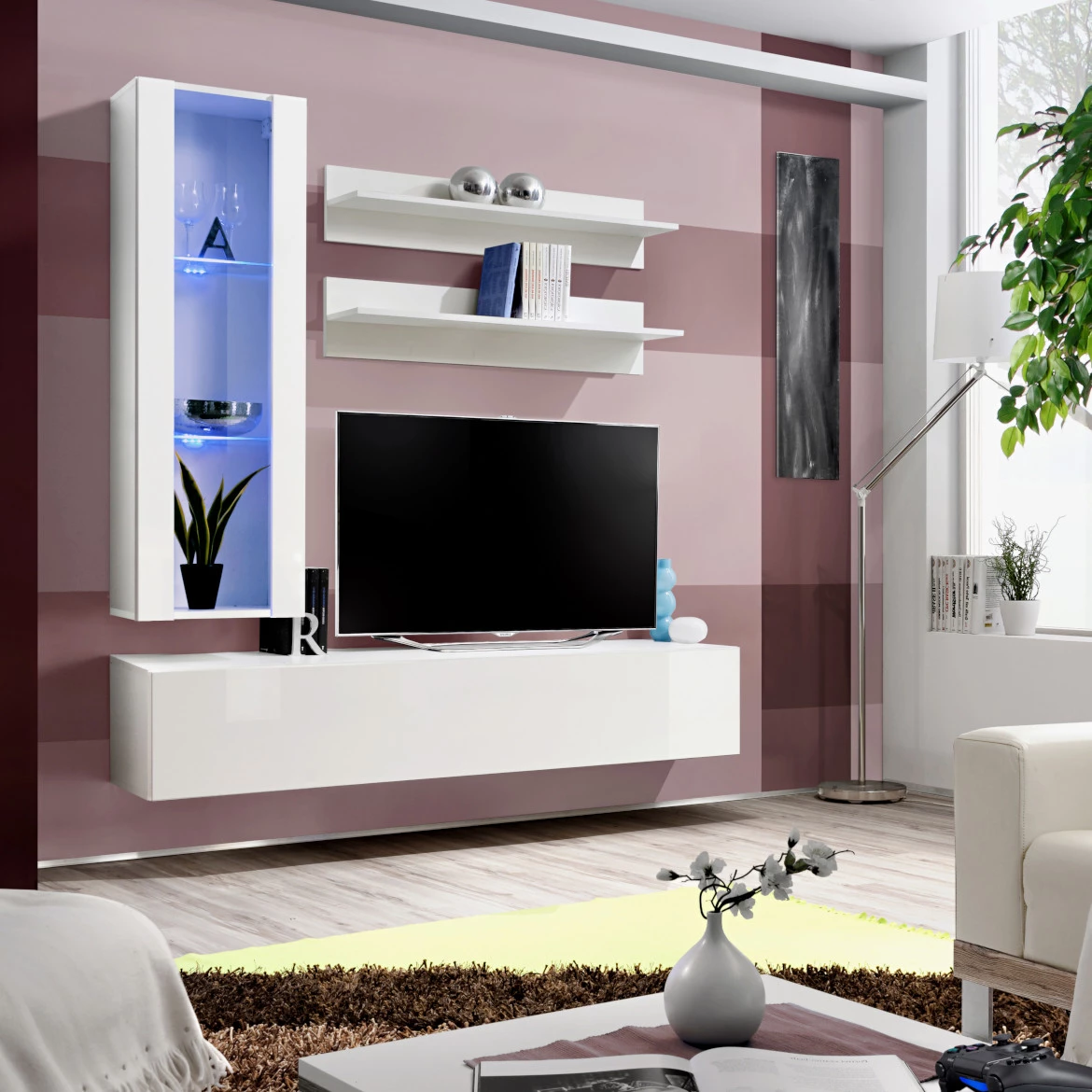 Vitrina Fly 1 vrata 40x29x126 bela