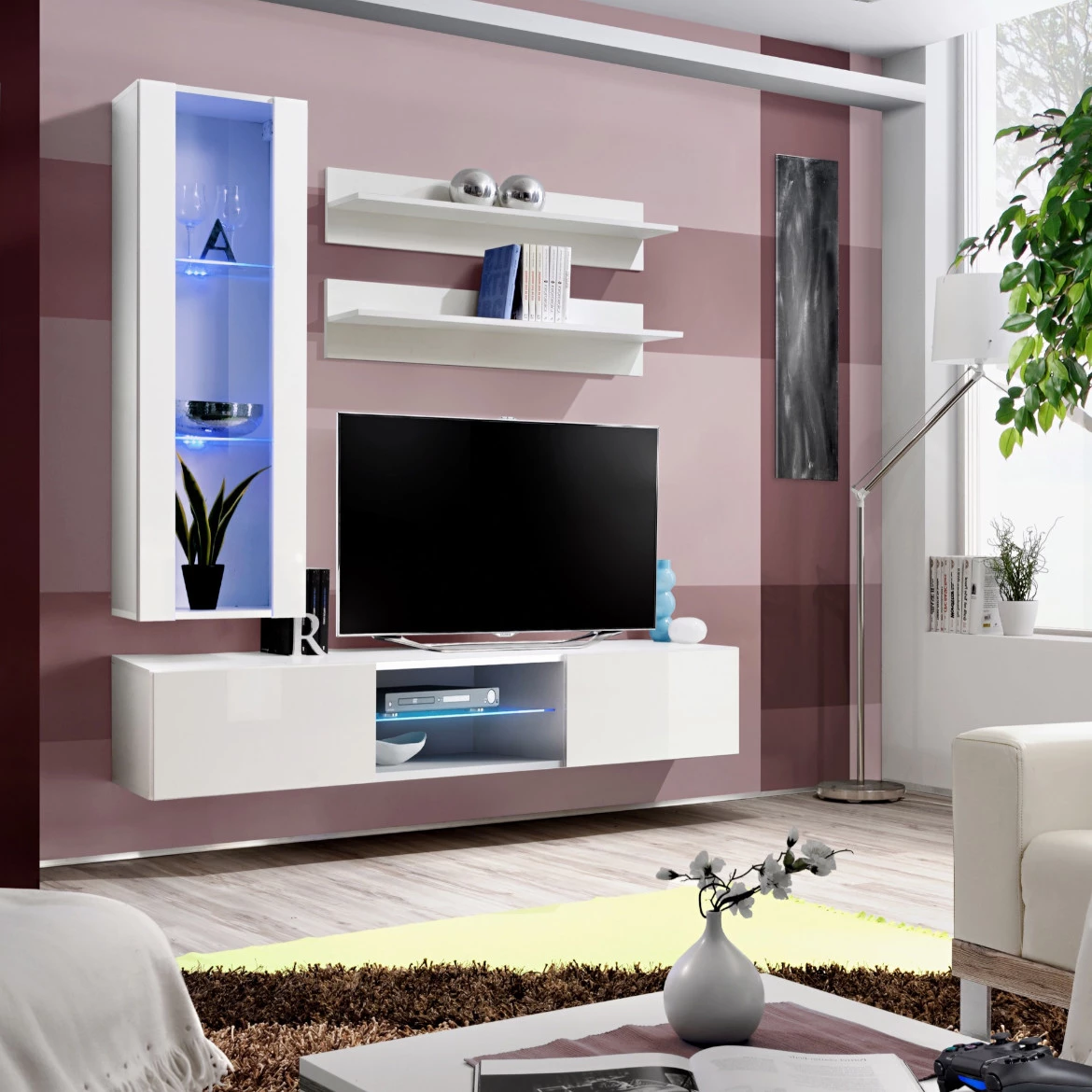 Vitrina Fly 1 vrata 40x29x126 bela