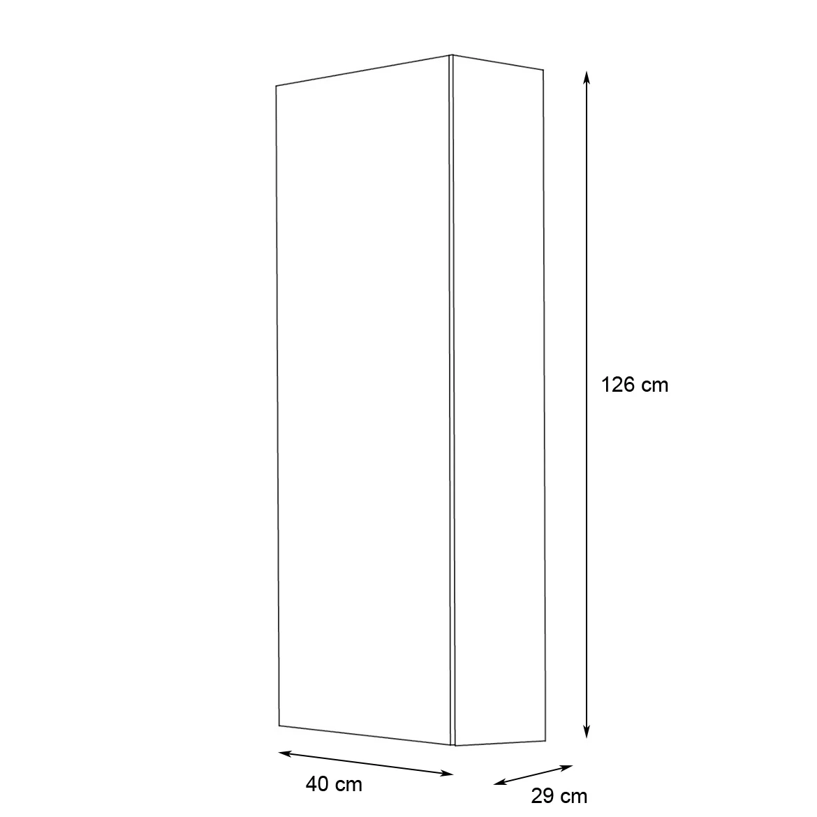 Vitrina Fly 1 vrata 40x29x126 crna/bela