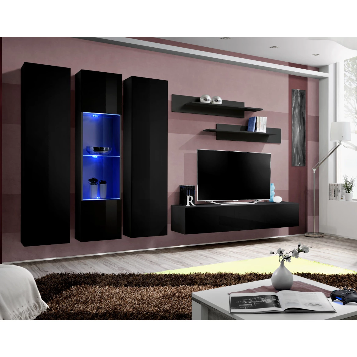 Vitrina Fly 1 vrata 40x29x170 crna