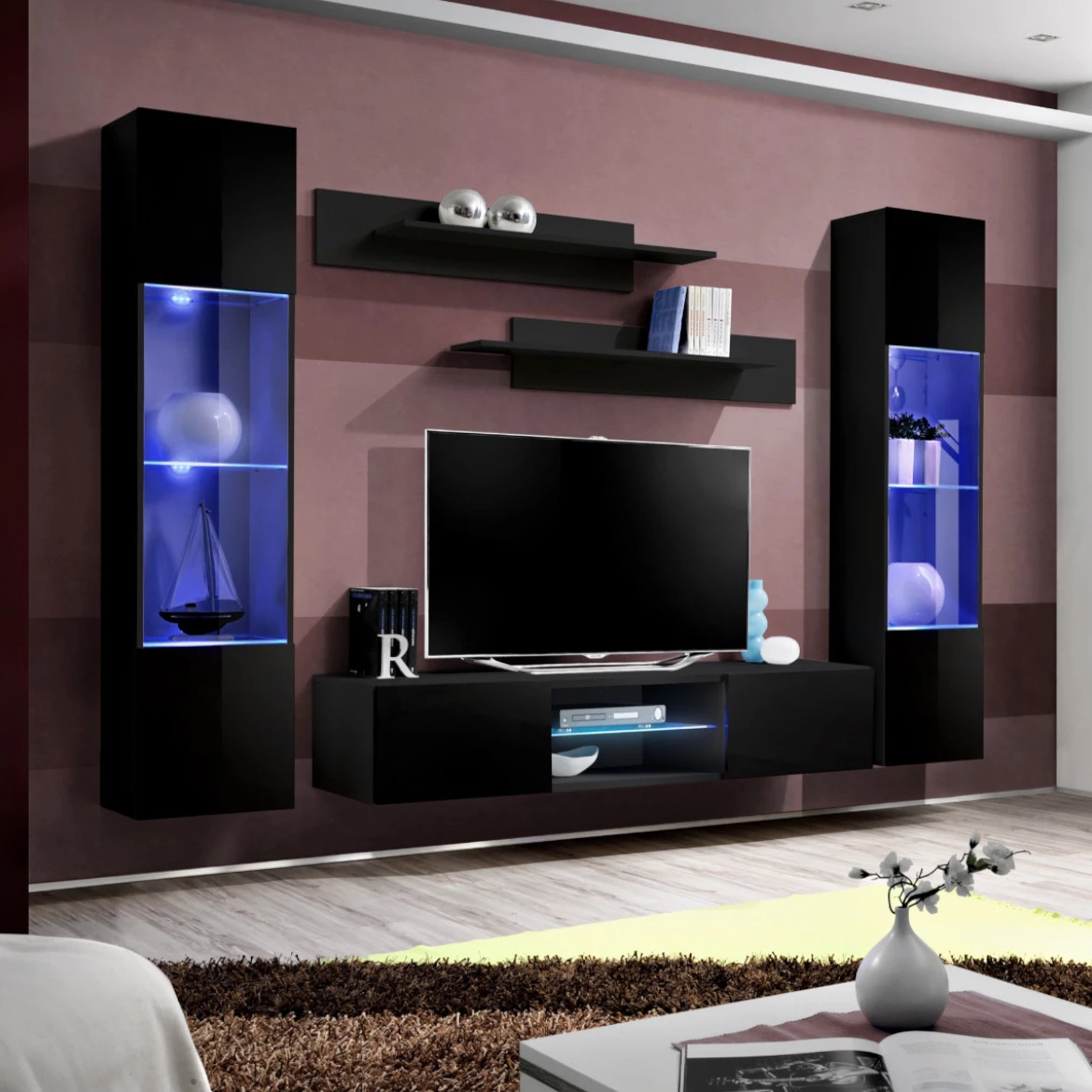 Vitrina Fly 1 vrata 40x29x170 crna