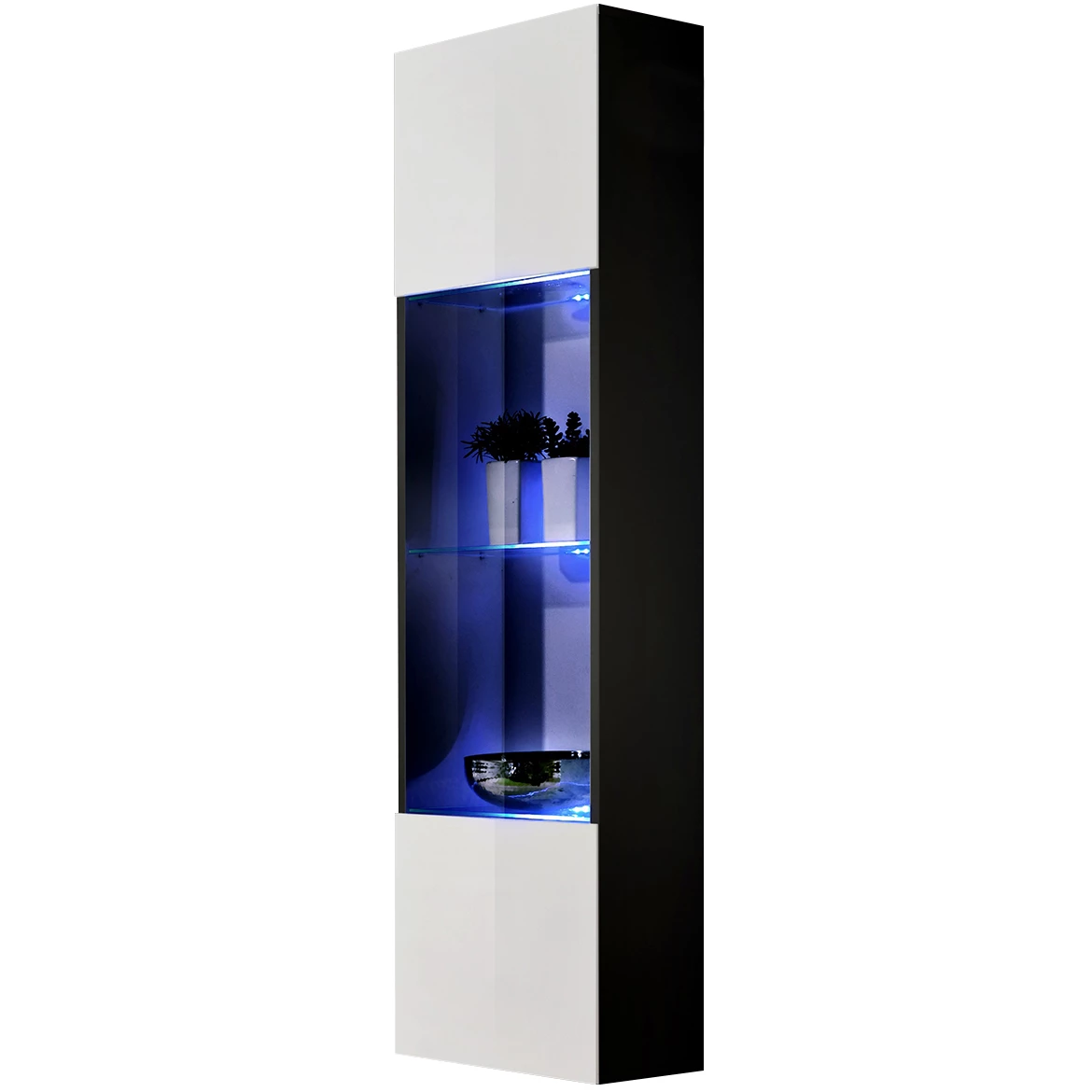 Vitrina Fly 1 vrata 40x29x170 bela/crna