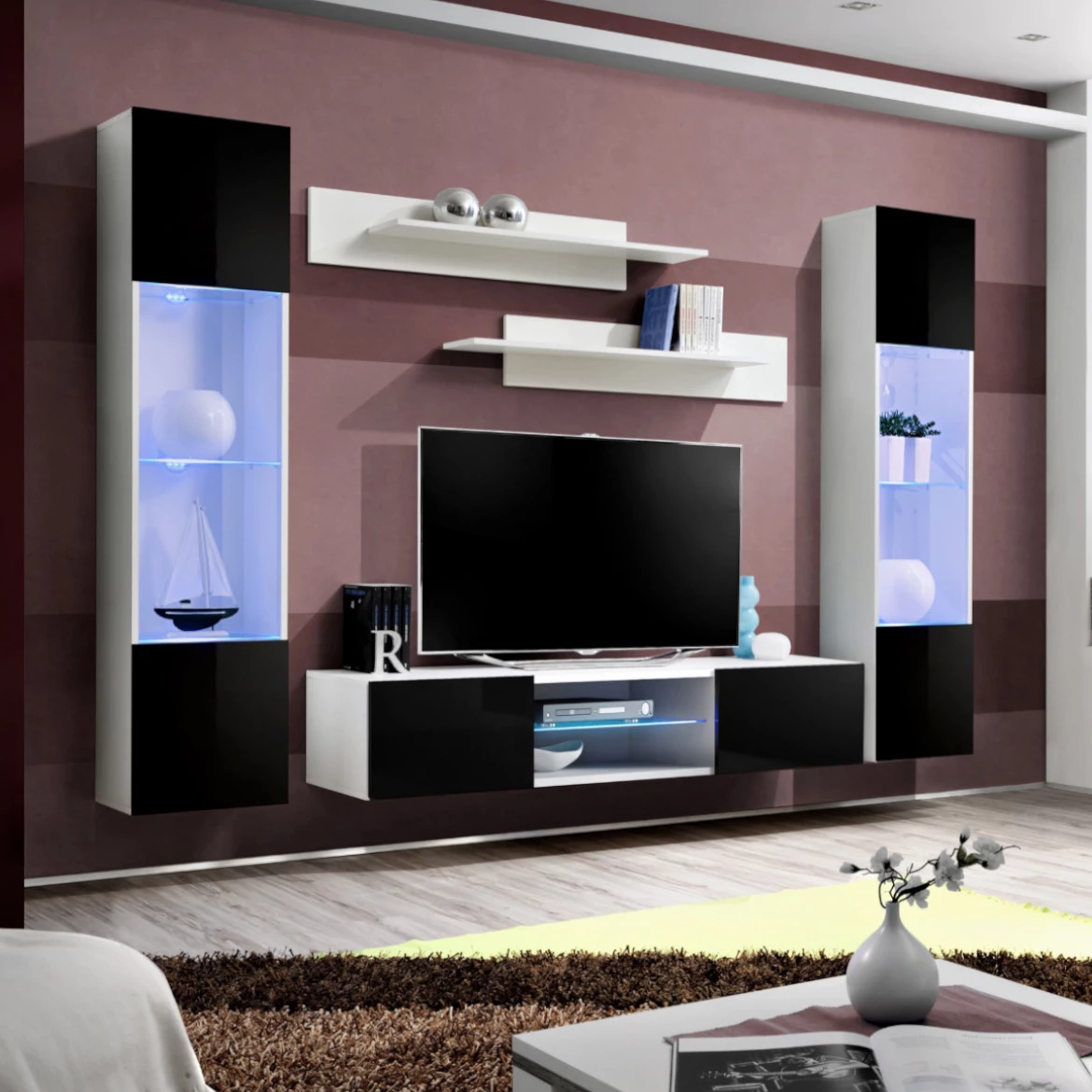 Vitrina Fly 1 vrata 40x29x170 crna/bela