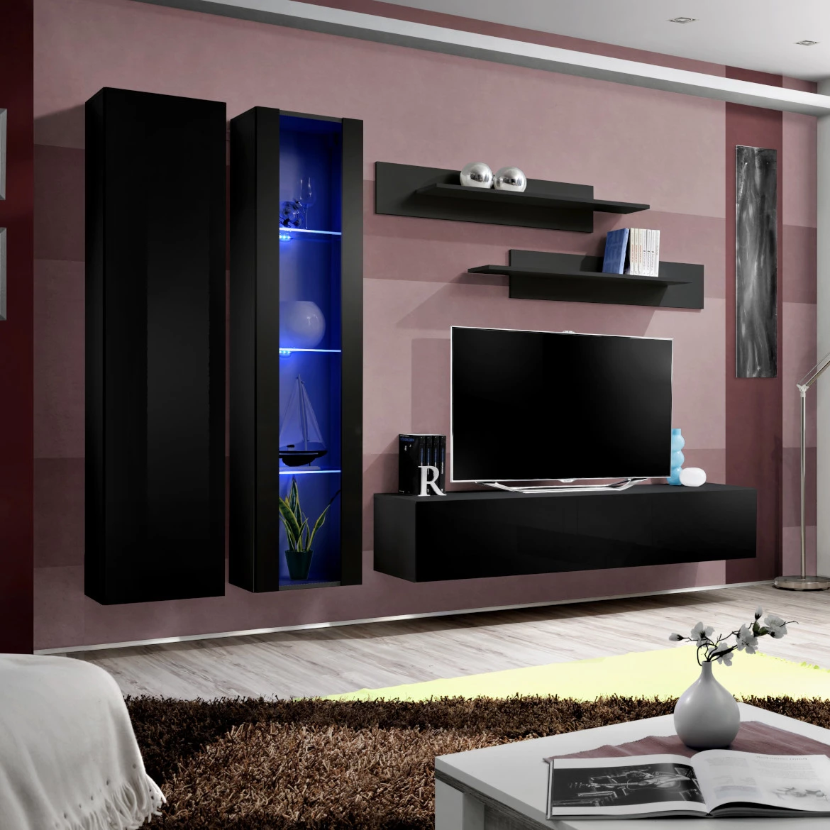 Vitrina Fly 1 vrata 40x29x170 crna