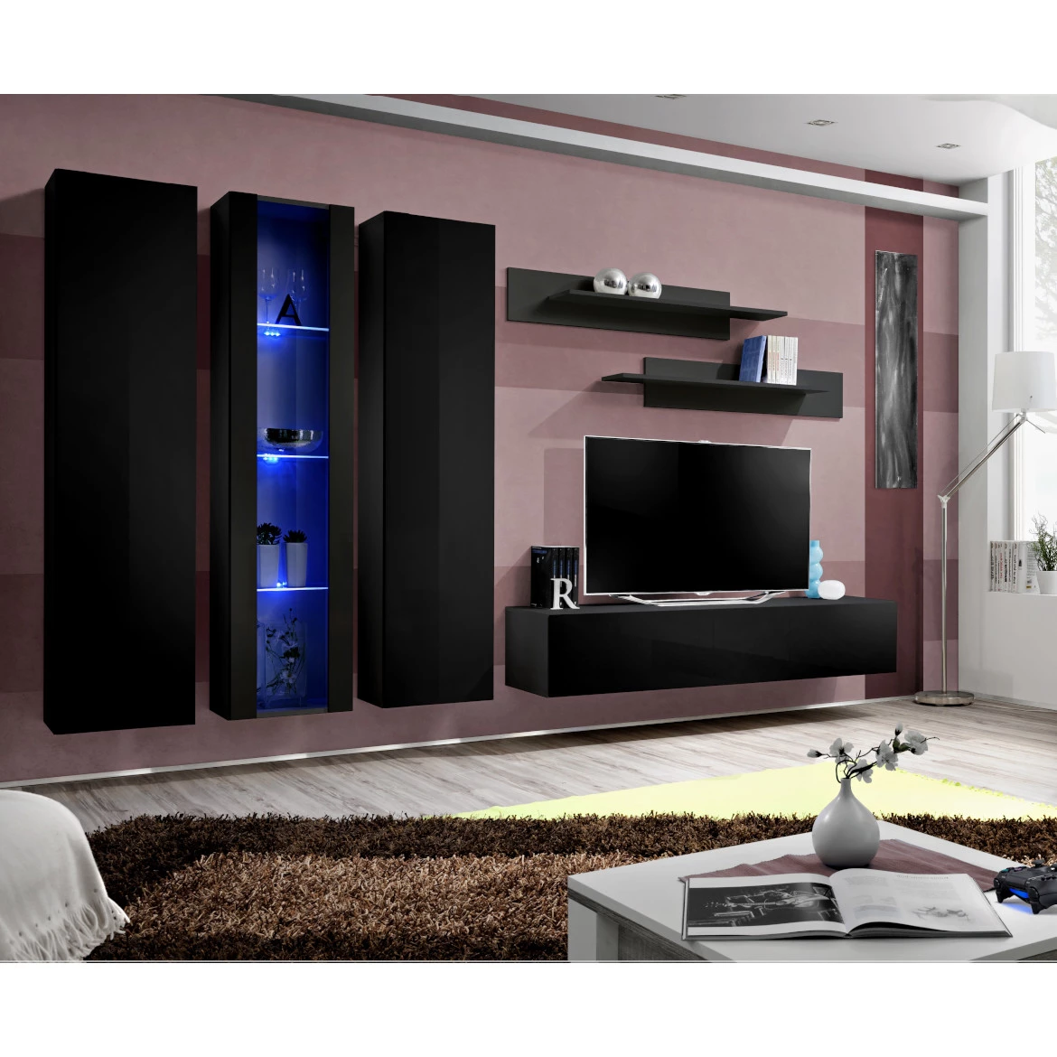 Vitrina Fly 1 vrata 40x29x170 crna