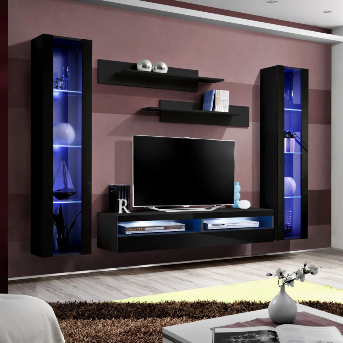 Vitrina Fly 1 vrata 40x29x170 crna