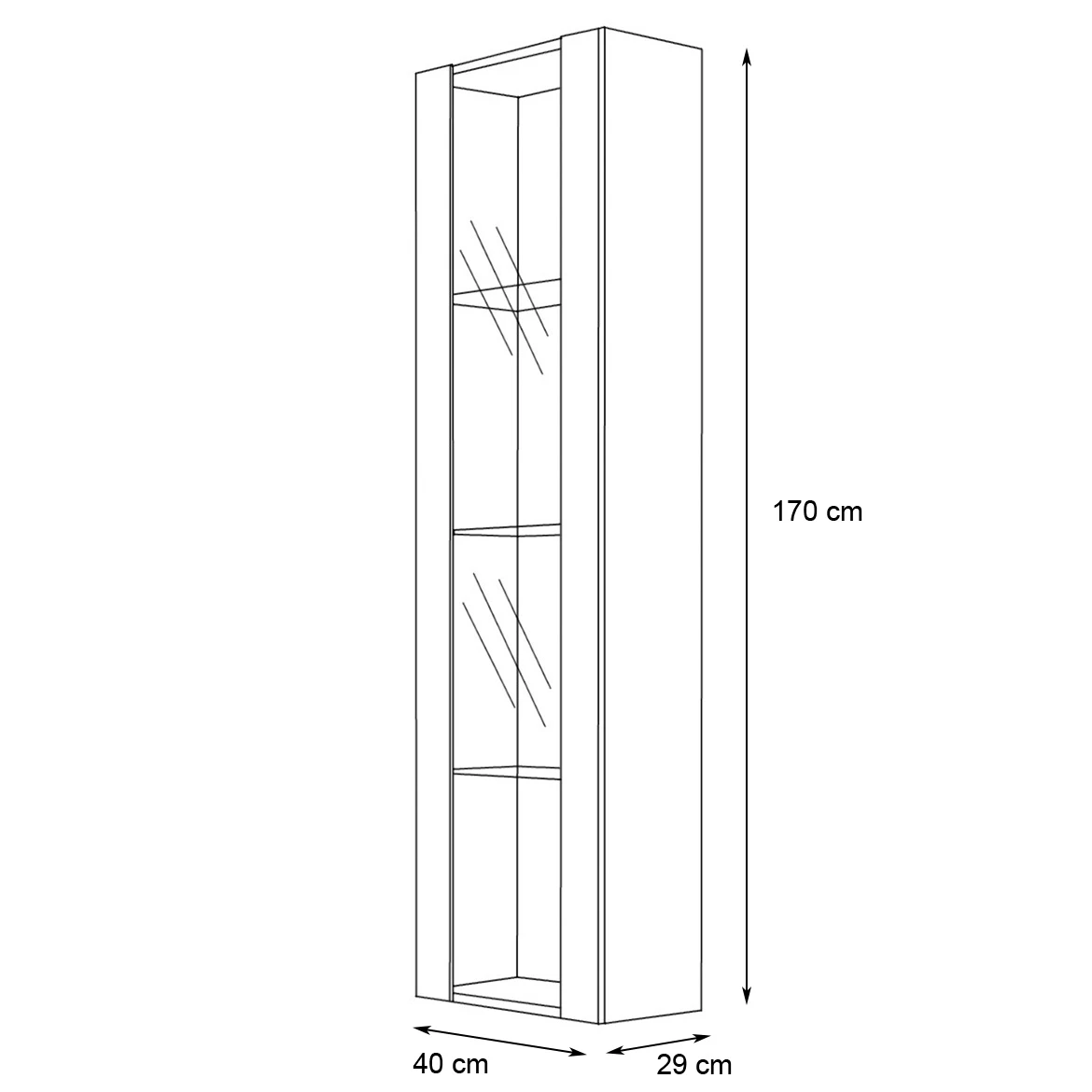 Vitrina Fly 1 vrata 40x29x170 bela