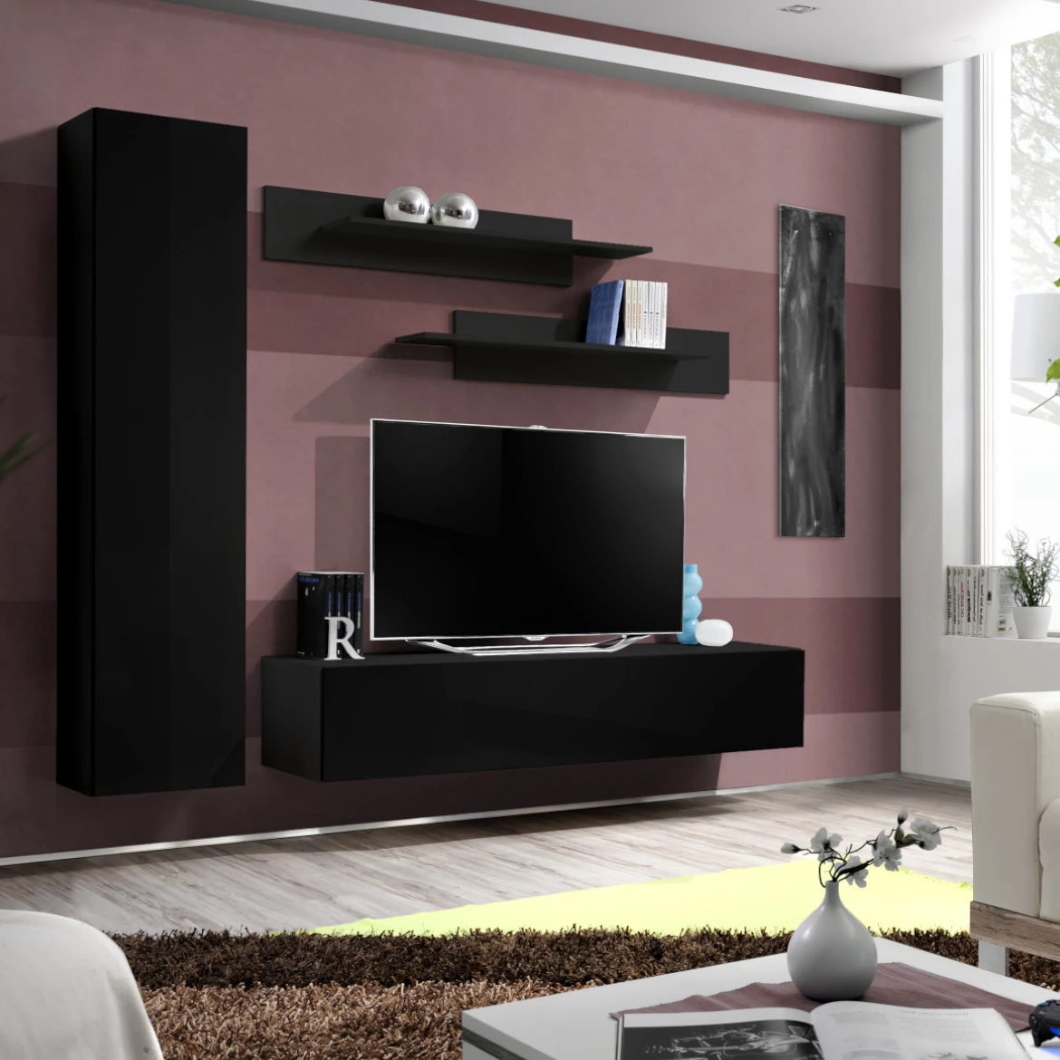 Vitrina Fly 1 vrata 40x29x170 crna