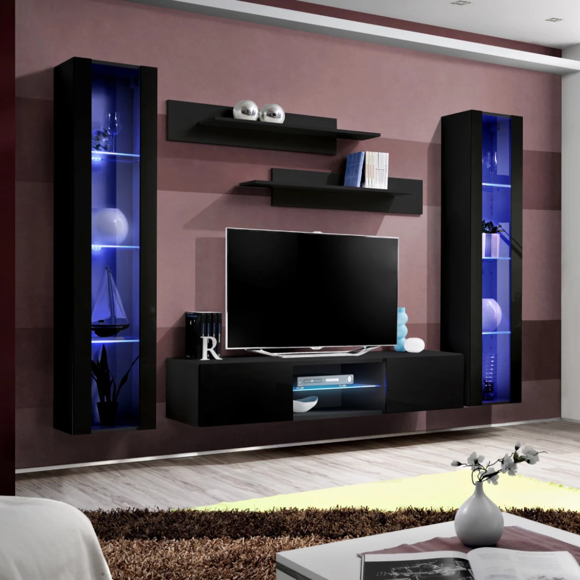 Vitrina Fly 1 vrata 40x29x170 crna