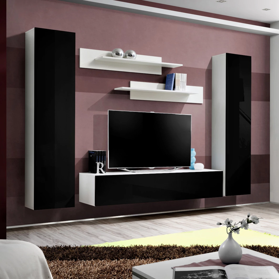 Vitrina Fly 1 vrata 40x29x170 crna/bela