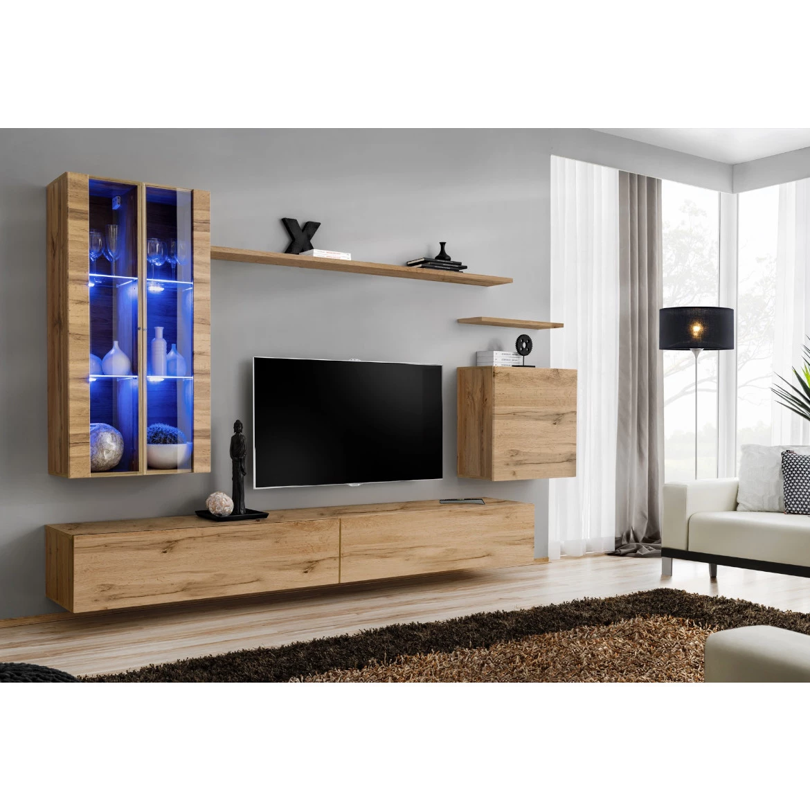 Vitrina Switch 1 vrata+LED 30x30x120 cm natur