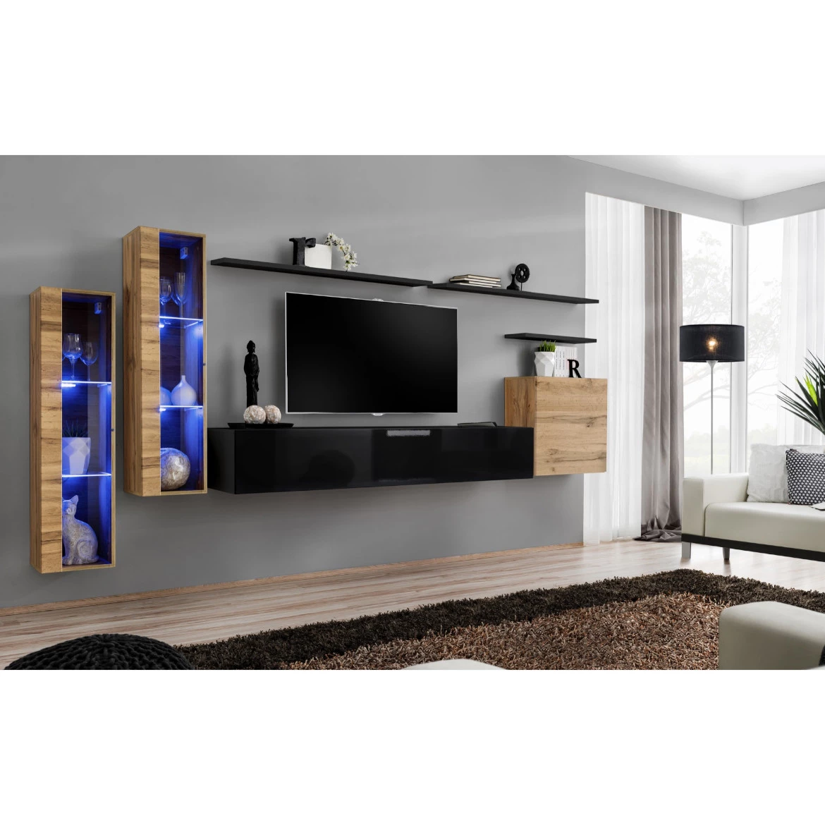 Vitrina Switch 1 vrata+LED 30x30x120 cm natur