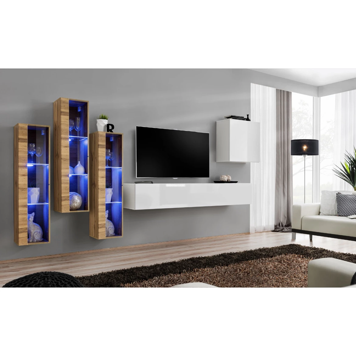 Vitrina Switch 1 vrata+LED 30x30x120 cm natur