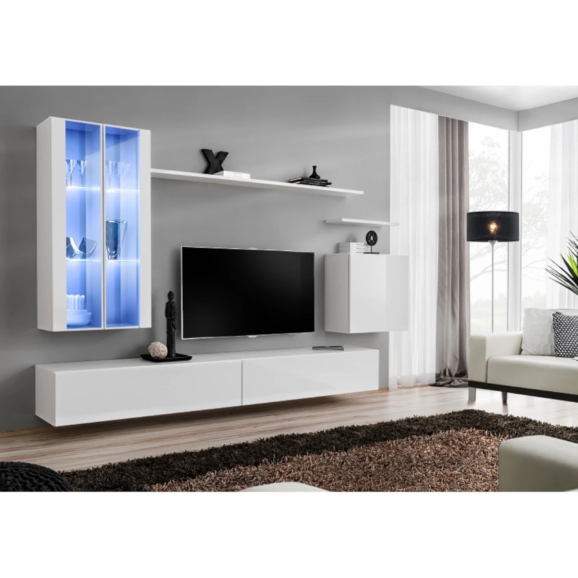 Vitrina Switch 1 vrata+LED 30x30x120 cm bela