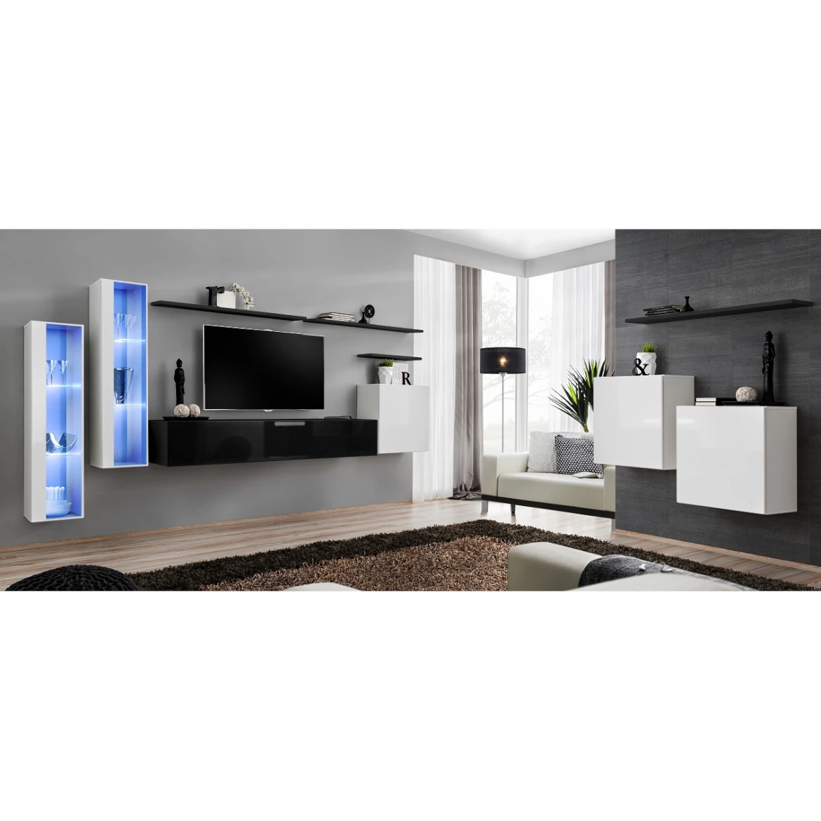 Vitrina Switch 1 vrata+LED 30x30x120 cm bela