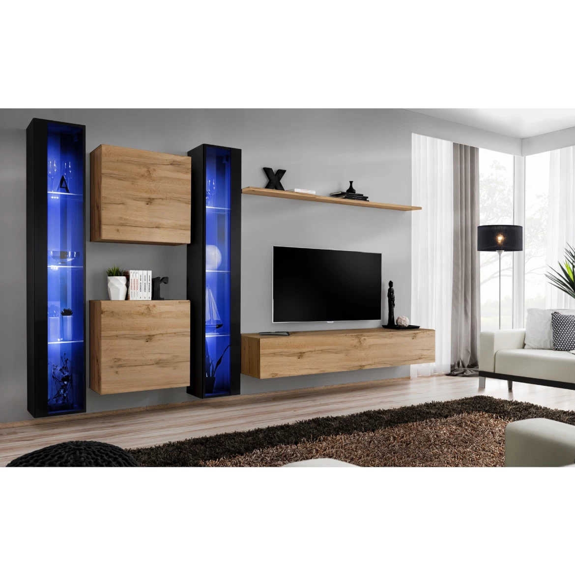 Vitrina Switch 1 vrata+LED 30x30x180 cm crna