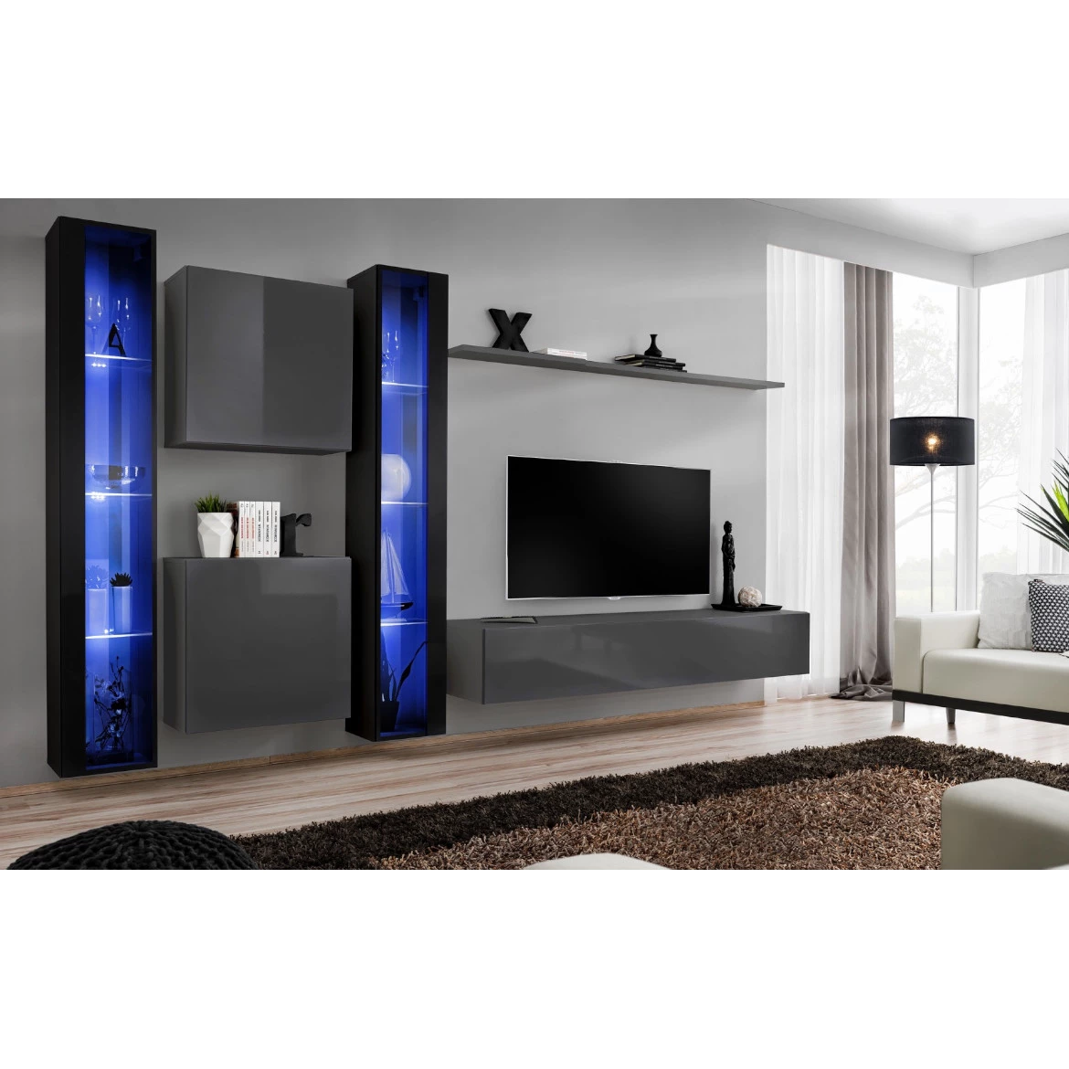 Vitrina Switch 1 vrata+LED 30x30x180 cm crna