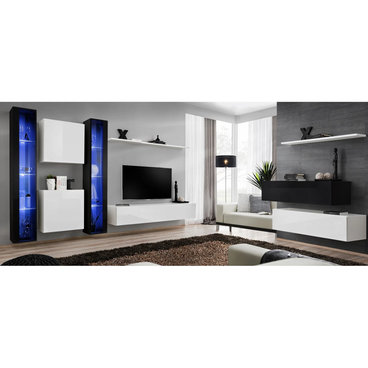 Vitrina Switch 1 vrata+LED 30x30x180 cm crna