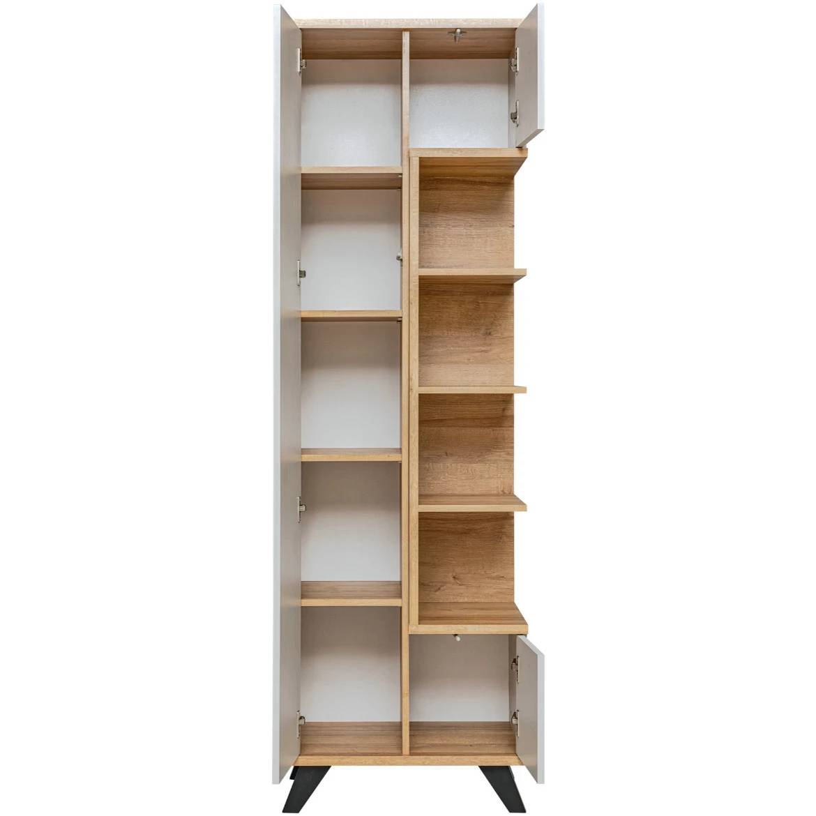 Vitrina Bogota 3 vrata+4 otvora 60x40x192 cm hrast/svetlo siva