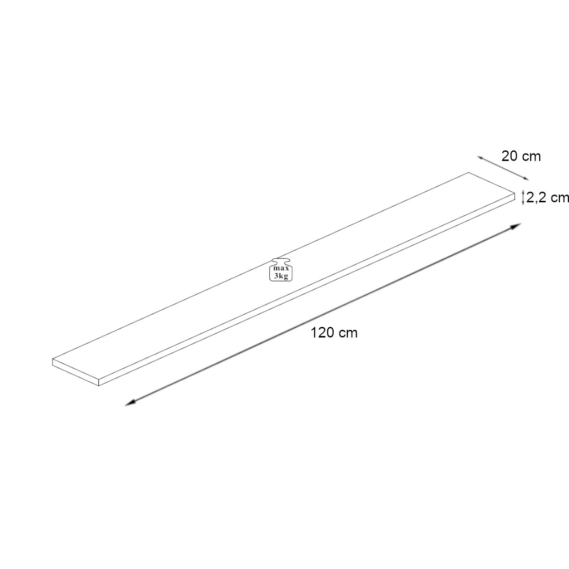 Switch zidna polica 120x20x2,2 bela
