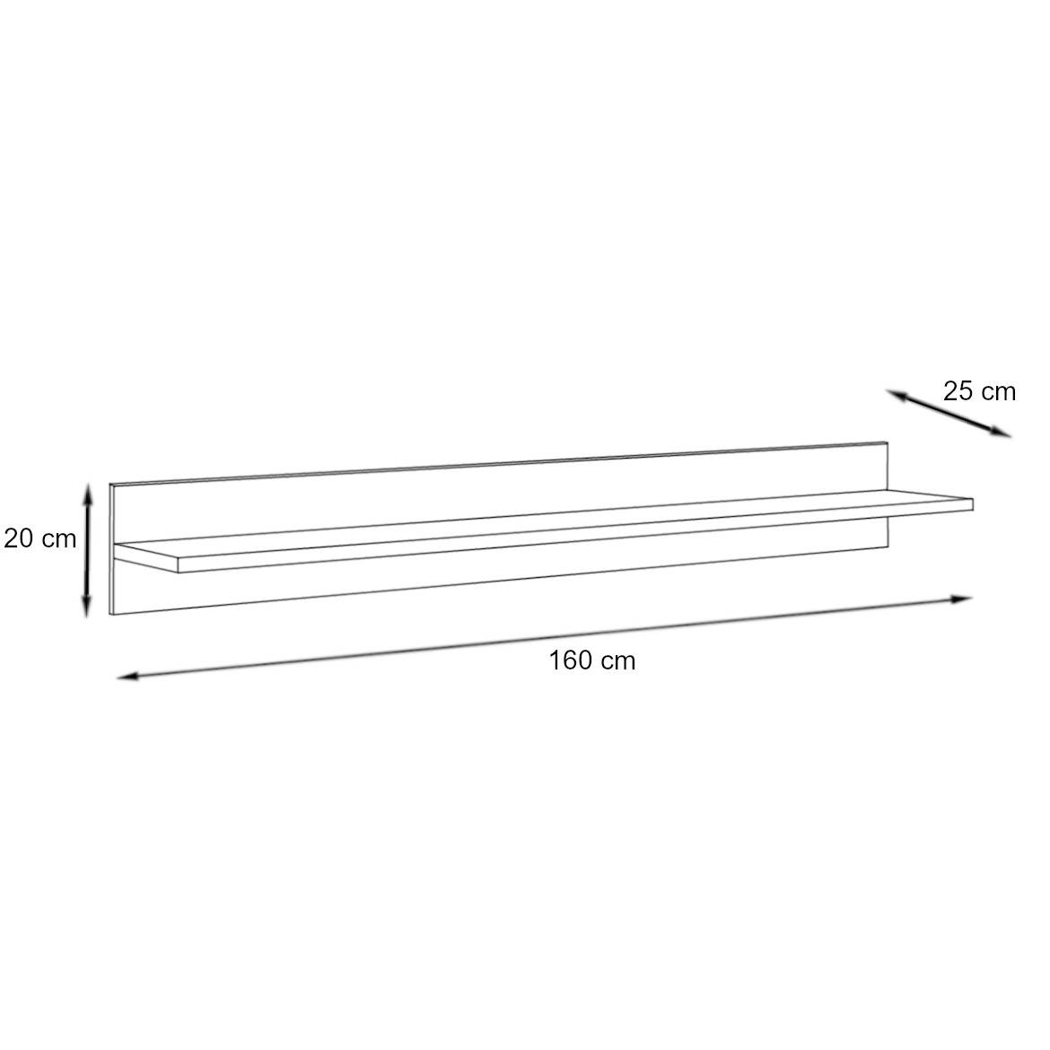 Bogota zidna polica 160x25x20 hrast/svetlo siva