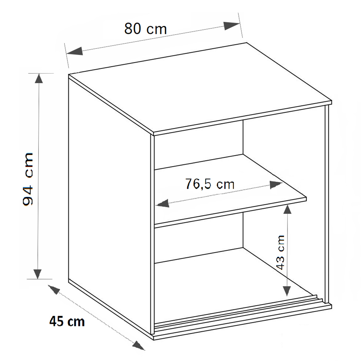 Komoda Tablet 2 vrata T6 80x45x94 cm bela