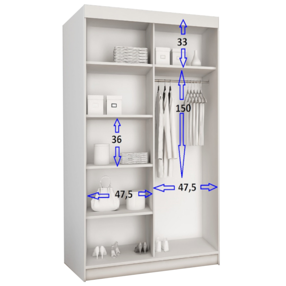 Ormar TOP 2 vrata 100x62x200 bela/crna