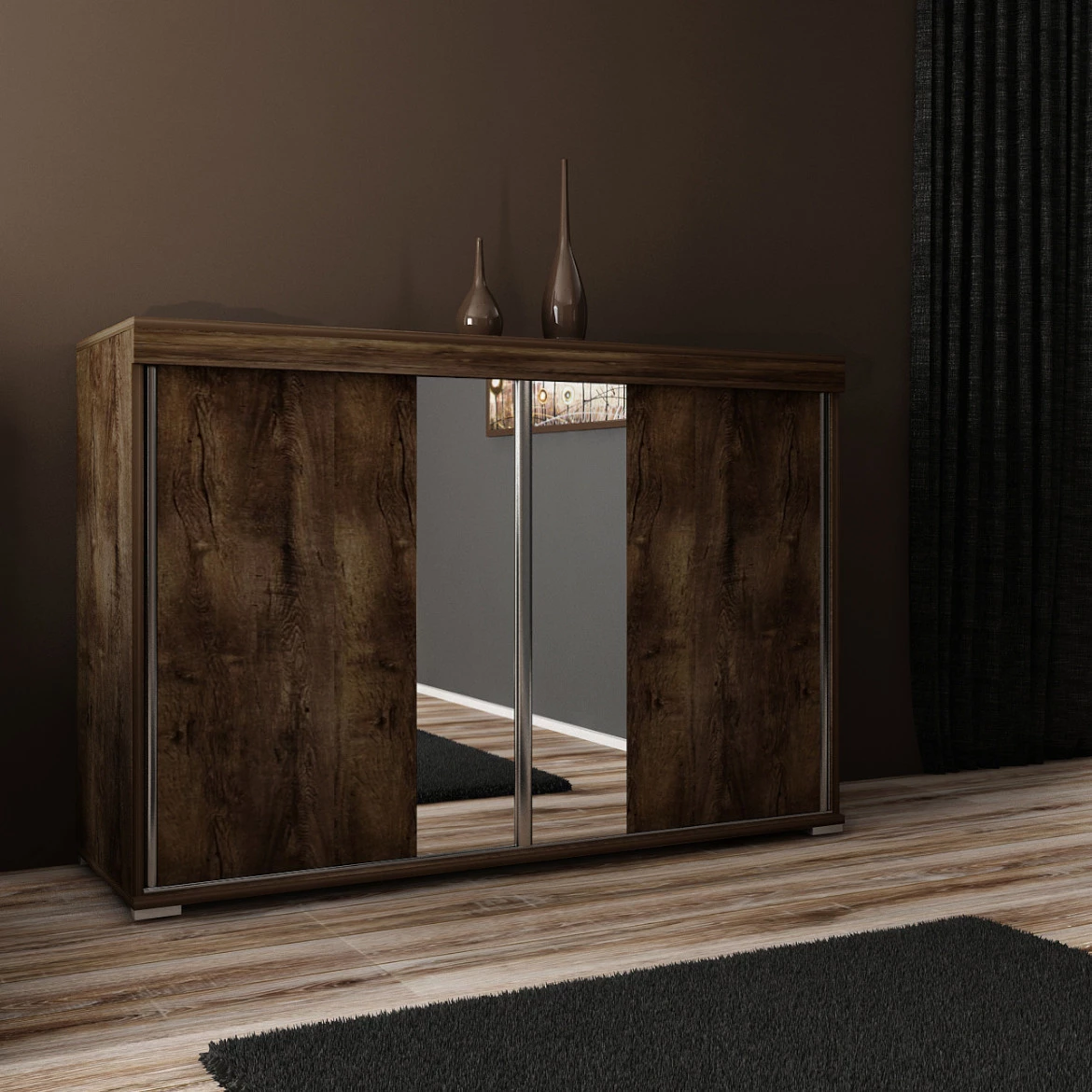 Tablet komoda 2 vrata T3 120x45x94 cm tamni hrast