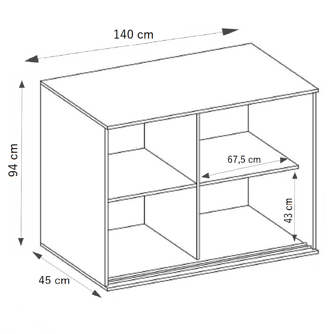 Komoda Tablet 2 vrata T5 140x45x94 cm bela