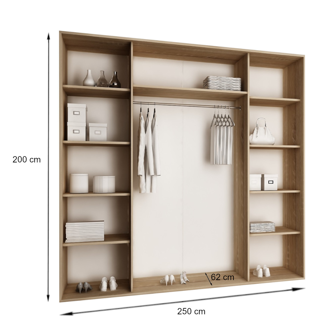 Ormar TOP 3 vrata 250x62x200 natur/crna