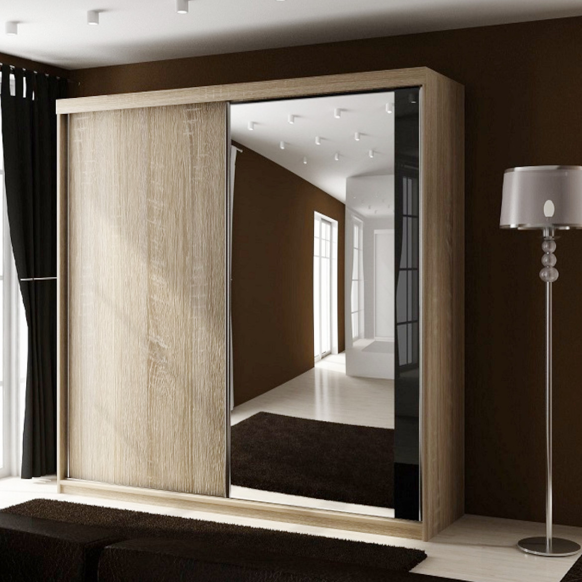 Ormar TOP 2 vrata 200x62x200 natur/ogledalo