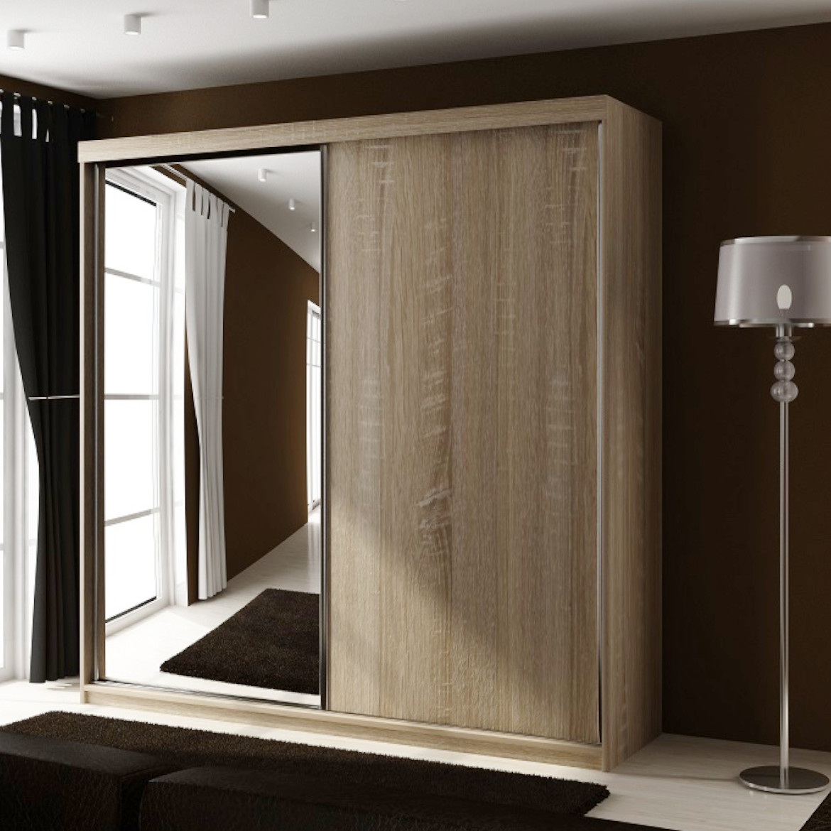 Ormar TOP 2 vrata 200x62x200 natur/ogledalo