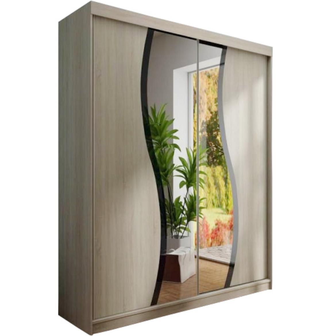 Ormar TOP 2 vrata 200x62x200 natur/ogledalo