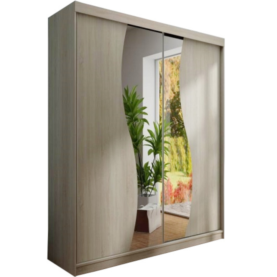 Ormar TOP 2 vrata 200x62x200 natur/ogledalo