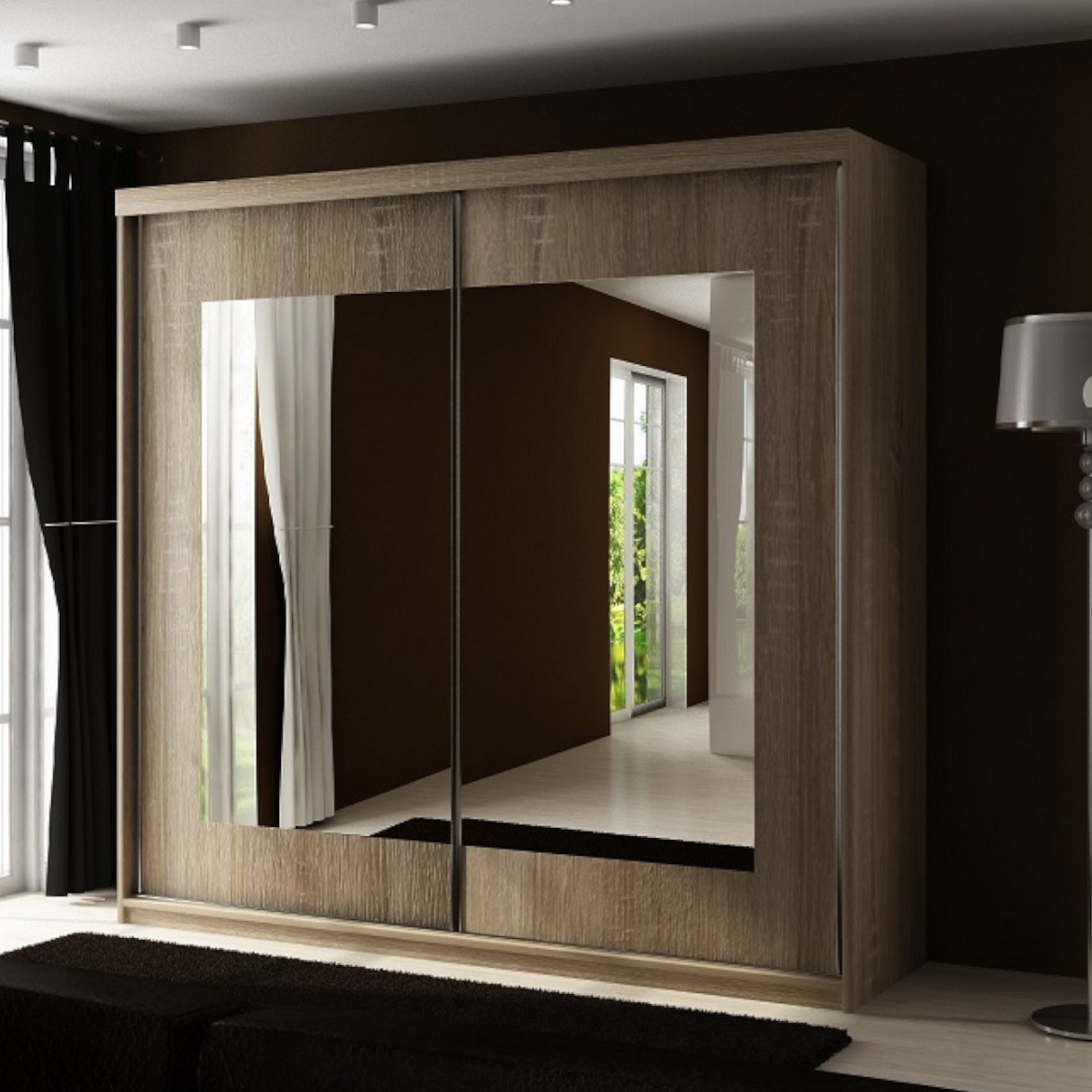 Ormar TOP 2 vrata 200x62x200 natur/ogledalo