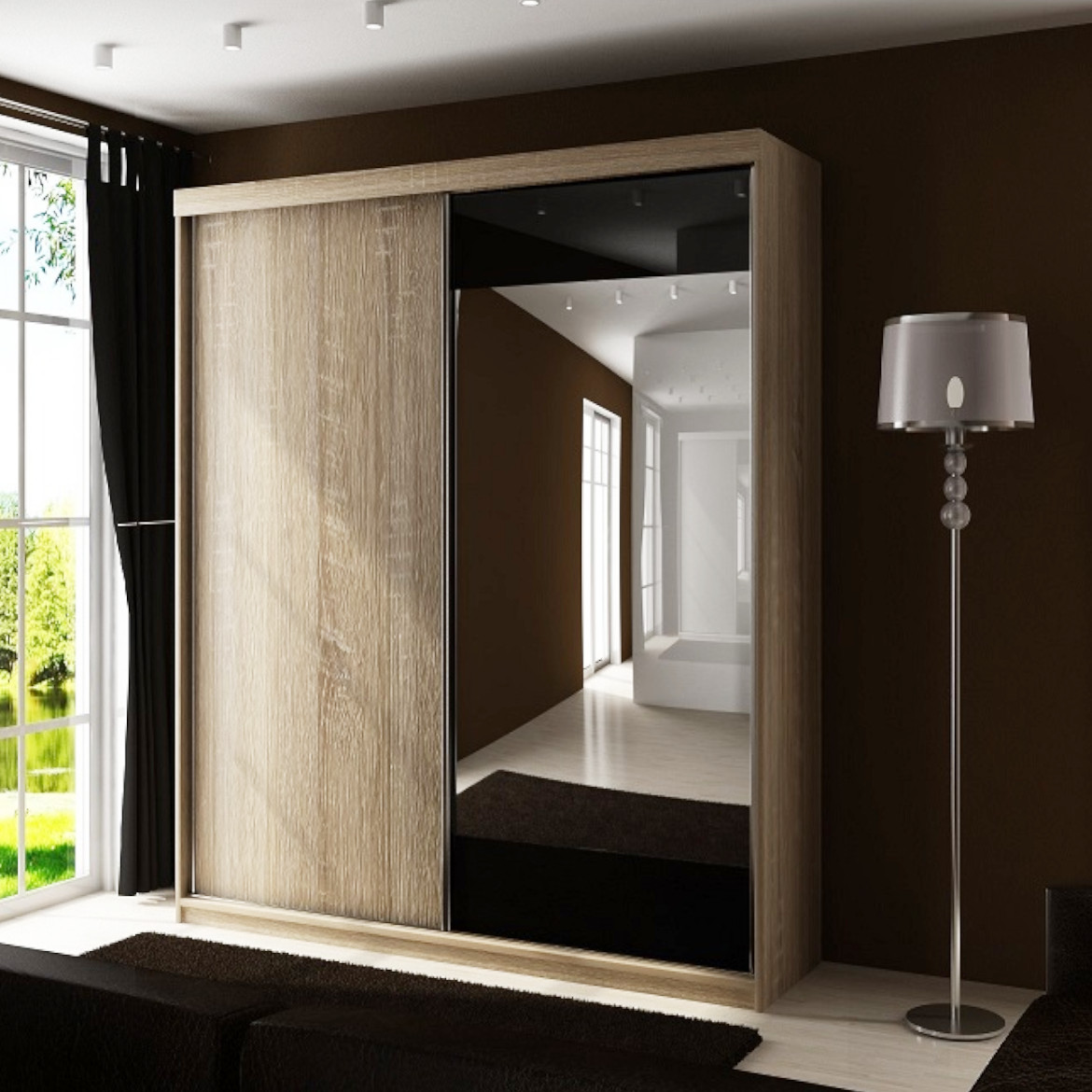Ormar TOP 2 vrata 150x62x200 natur/ogledalo
