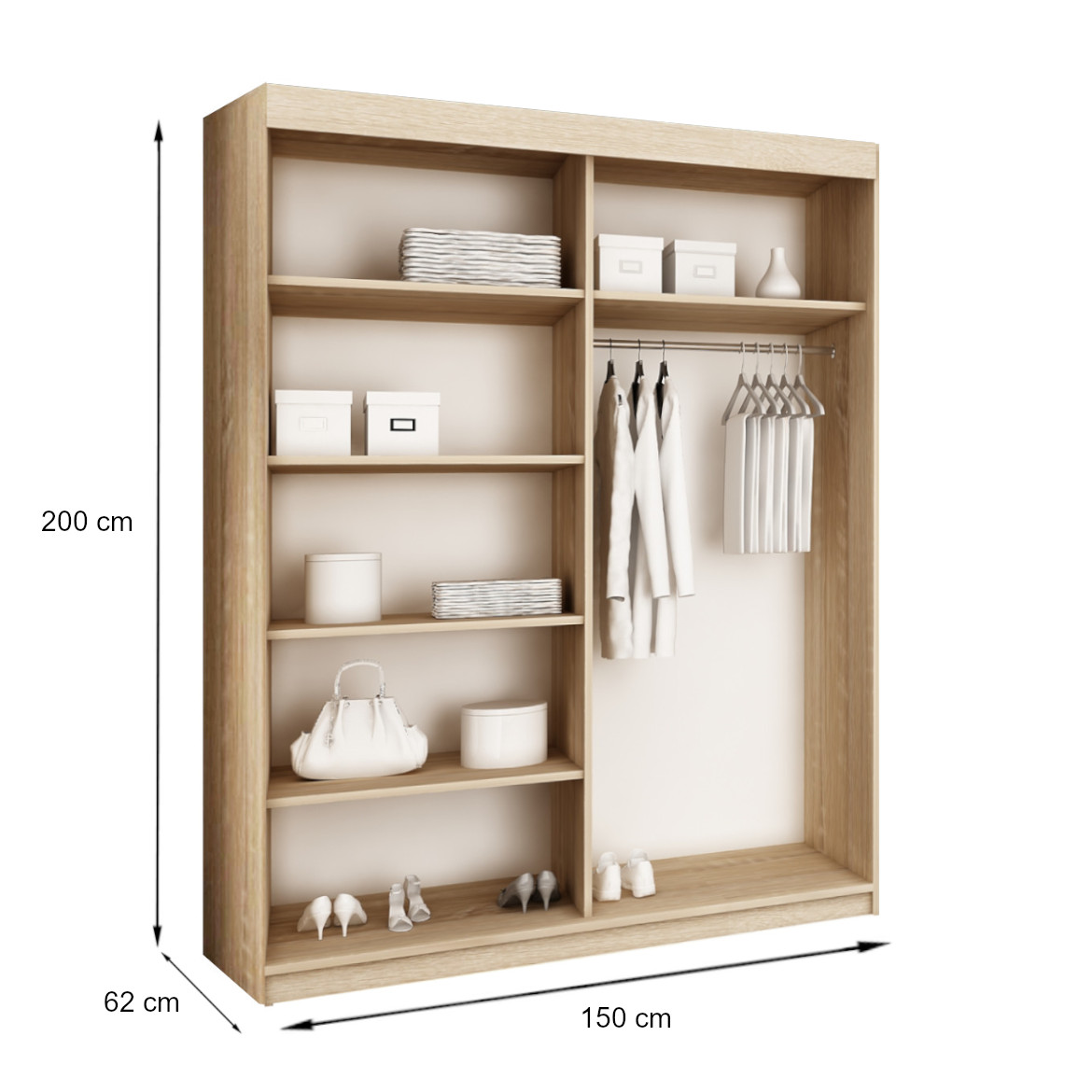 Ormar TOP 2 vrata 150x62x200 natur/ogledalo