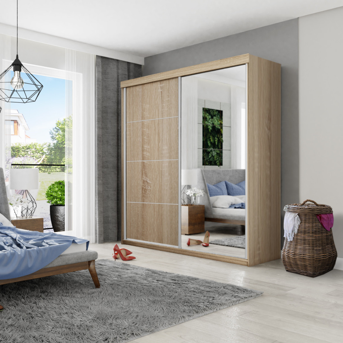 Ormar TOP 2 vrata 150x62x200 natur/ogledalo