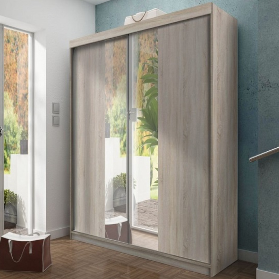 Ormar TOP 2 vrata 150x62x200 natur/ogledalo