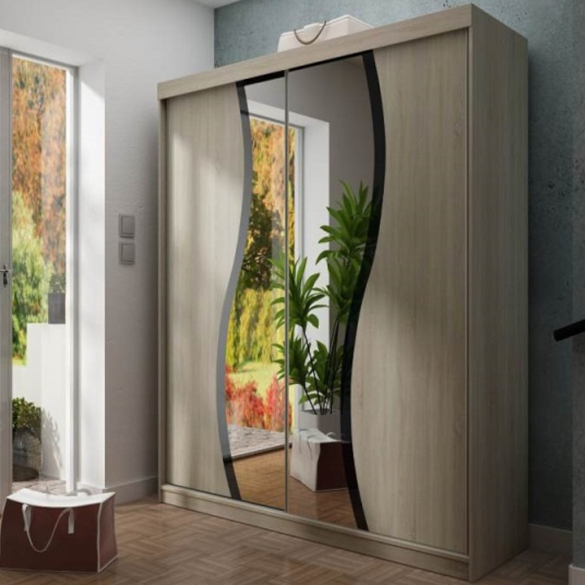 Ormar TOP 2 vrata 200x62x200 natur/ogledalo